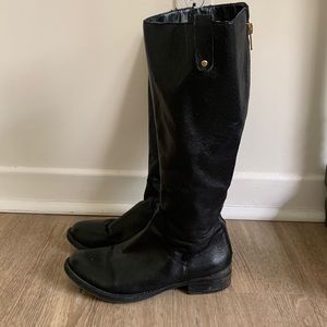 Steve Madden Black Leather Knee High Boots